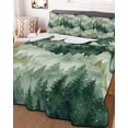 thumbnail image 3 of Quilts Twin Size Bedding Set, Green Forest Lightweight Quilted Comforter, Green Ombre Trees Abstract Art Soft Reversible Bedspread Coverlet with Pillow Covers for All Season, 68" x 86", 3 of 7