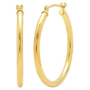 Amanda Rose Collection REAL 14K Yellow Gold 1 inch Round Classic Hoop Earrings for Women