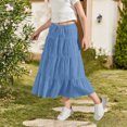 thumbnail image 7 of Lutiedan Girls' Maxi Skirts Tiered Elastic Waist Drawstring Flowy Skirts Ruffle Pleated Casual Summer Long Skirts Size 3-15, 7 of 7