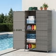thumbnail image 4 of Costway Outdoor Storage Cabinet with Adjustable Shelves & Anti-Toppling Device for Garden Mix Gray, 4 of 10