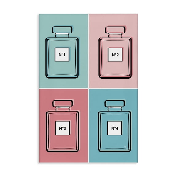 Stupell Industries Pink & Blue Perfumes Fashion Painting Wrapped Canvas Canvas Art Print Wall Art, 16 x 24