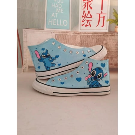 New Lilo & Stitch Comfortable Breathable Sports Shoes All-Match Cute Lace Up Sneakers Adult Casual Walking Flat Shoes