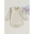 thumbnail image 2 of Wassery Infant Baby Girls Autumn Knit Rompers Newborn Long Sleeve Heart Print Bodysuits Fall Jumpsuits 0-24 Months, 2 of 9