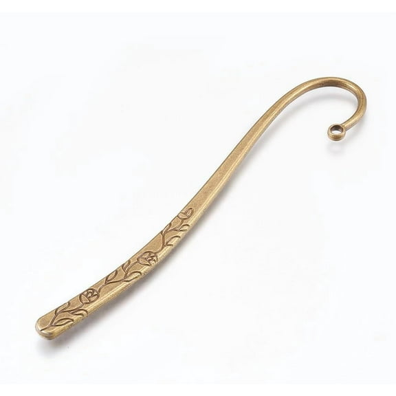 5Pcs Alloy Bookmarks Findings Metal Reading Page Markers Hairpin Hook Vintage Carved Bookmarks with Loop