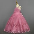 thumbnail image 2 of Filles Fleur Imprimé Bal Robe Élégante Tulle Noeud Ceinture Princesse Maxi Robe, 2 of 4