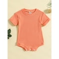 thumbnail image 2 of Bagilaanoe Newborn Baby Girl Rompers Short Sleeve Bodysuit 3M 6M 12M 18M 24M Infant Summer Ribbed One Piece Jumpsuit, 2 of 9