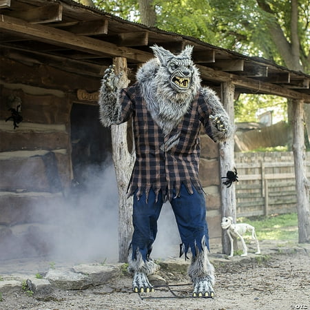 Animated Hulking Werewolf Prop Lifesize 7 Feet Tall Halloween Decoration Animatronic