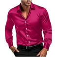 thumbnail image 2 of VgaVtl Muscle Mens Plus Size Shirts Long Sleeve Collared Clothing for Men Pink Loose Party Button up Casual Plain Shirts,XXL, 2 of 9
