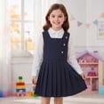 thumbnail image 5 of Likimi Children Girls Outfit Set Long Sleeve Solid Color Lapel Tops With Pleated Skirts Fashionable Clothes Set Size 7-8 Years, 5 of 7