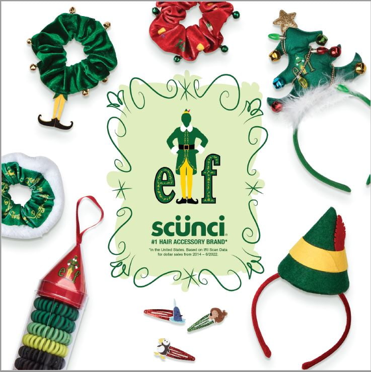Scunci Elf Scrunchie Hair Tie with Jingle Bells, Red