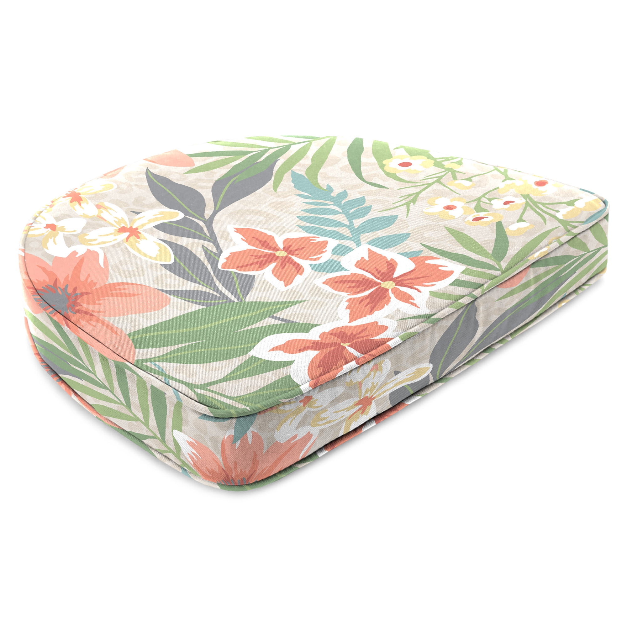 Jordan Manufacturing 17" x 18.5" Menda Tearose Multicolor Floral Rectangular Contoured Outdoor Chair Pad Seat Cushion with Welt (2 Pack)