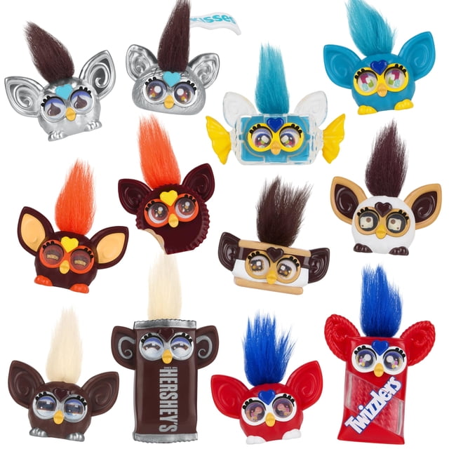 Paquete de 12 figuras FURBY Minis de The Hershey Company, pequeños juguetes coleccionables de caramelos de 2,5 cm, obsequios de Halloween para niños, 6 (exclusivos)