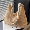 thumbnail image 1 of Bolso de hombro de paja para mujer Bolsos de viaje tejidos con costuras de PU con bolso pequeño (Beige) Sywqhk Para Estrenar, 1 of 9