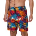 thumbnail image 2 of Uemuo Colorful Hawaii Palms Pattern Mens Swim Trunks Quick Dry Board Shorts with Mesh Lining, Stretch Beach Shorts Quick Dry No-Chafing Board Shorts-3X-Large, 2 of 9