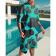 thumbnail image 3 of Traje casual de moda hawaiana para hombre, bandera del Día de la Independencia con fuegos artificiales geométricos creativos, estampado digital 3D, pantalones de playa para niños, 3 of 5