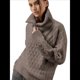 thumbnail image 3 of Suéteres de Mujer Otoño Invierno 2025, Jersey Informal de Punto con Cremallera de un Cuarto de Pulgada, Jersey de Punto de Diamante Café M, 3 of 10