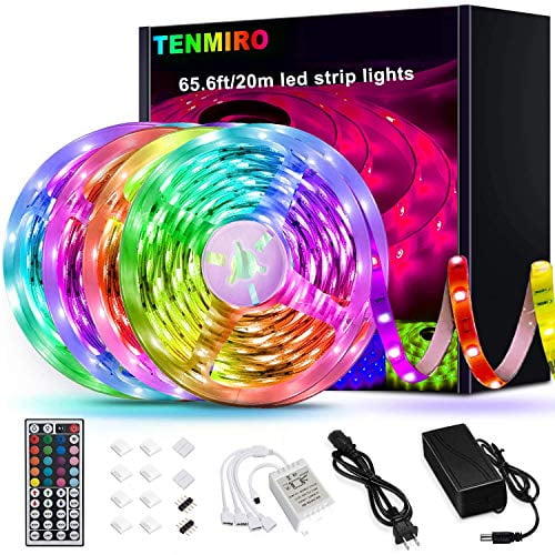 Cupboard,Bar Decoration Kitchen,Bedroom TV Ceiling 65.6ft LED Light Strips,20m RGB Flexible Music Sync Color Changing APP Control Bright 5050 LEDs Tape Lights with Remote for Home Lighting 