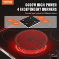 thumbnail image 3 of Empava 24" Built-in Electric Cooktop - 4 Burner Radiant Ceramic Glass Stove, 23.2x20.5 Inch, Fast Heating, Easy Clean, Black (230V) for Kitchen, 3 of 11