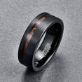 thumbnail image 3 of 8mm Black Brushed Finish Tungsten Carbide Ring Hawaiian Koa Wood Inlay Flat Edges Comfort, 3 of 6