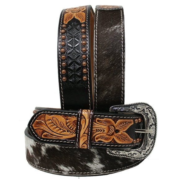 34 Western 1 1/2" Wide Men Women Rodeo Floral Tooled Leather Belt 26FK73