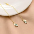 thumbnail image 4 of Solid 925 Sterling Silver Leaf Chain Dangle Earrings for Women Teens Leaf Dangle Drop Earrings Threader Tassel, 4 of 6