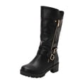 thumbnail image 6 of IUJSOY Knee High Boots Women Slouchy Round Toe Lug Sole Platform Riding Boots Moto Buckle Boots, 6 of 9