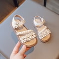 thumbnail image 2 of Eltusu Girls Sandals with Strap, No Slip Comfort Open Toe Soft Sole Summer Shoes Beige Size 11(Little Kids), 2 of 8