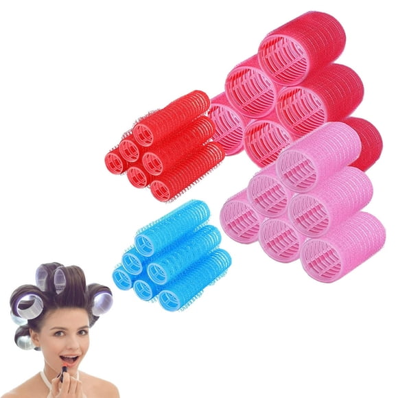 Dsseng Jumbo Size Hair Roller Set 24 Pcs Big Jumbo Hair Roller Sets with 3 Sizes (6 Jumbo 6 Medium 12 Small) Self Grip Hair Roller for Long Medium Short Volume
