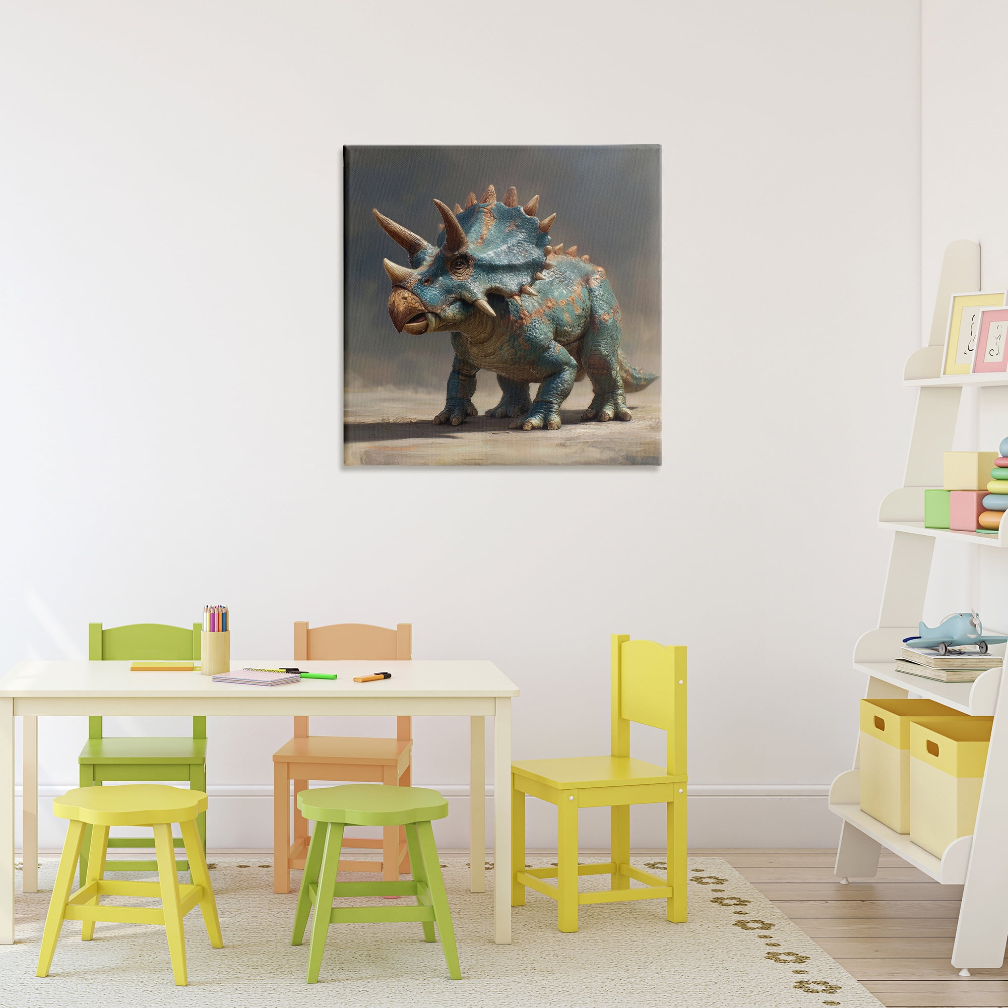 Stupell Industries Horned Triceratops at Sunrise Canvas Wall Art, design by Wumples