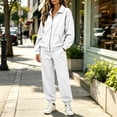 thumbnail image 4 of MexChoioe Womens Soft Solid Color 2 Piece Tracksuit Stand Collar Full Zip Sweatshirt and Jogger Pants Streetwear Sports Outfit Set for Womens, 4 of 7