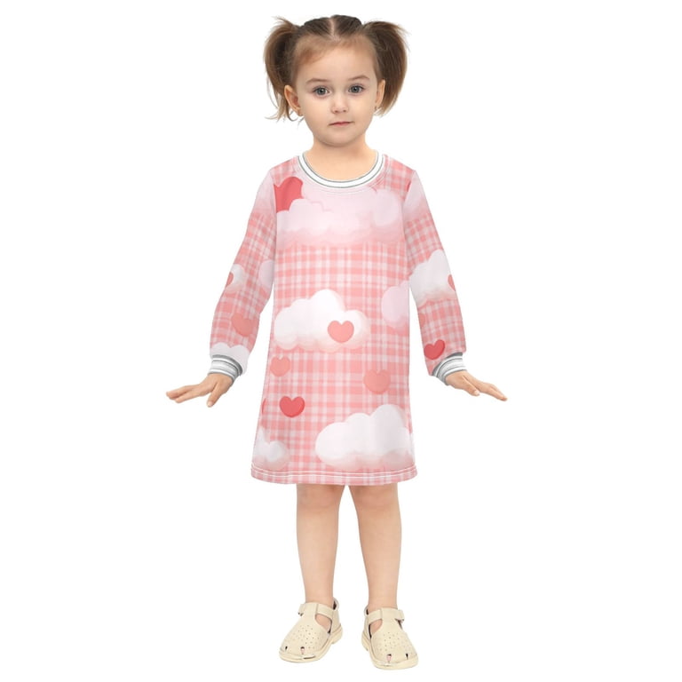 3t pink valentine dress Bagilaanoe Toddler Baby Girl Valentine's Day Dress Heart Print Sleeveless A-line Princess Dresses 3T 4T 5T 6T Kids Casual Swing Sundress