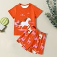 thumbnail image 5 of CAIXIA Toddler Girl Outfits Girls Summer Casual Play Set Featuring Adorable Cartoon Horse Print Short Sleeve Top and Shorts for Toddler Kids Daily Outdoor Wear,5-6 Years, 5 of 6