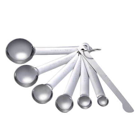 7pcs Measuring Spoons Ruler Stainless Steel Tea Spice Kitchen Baking