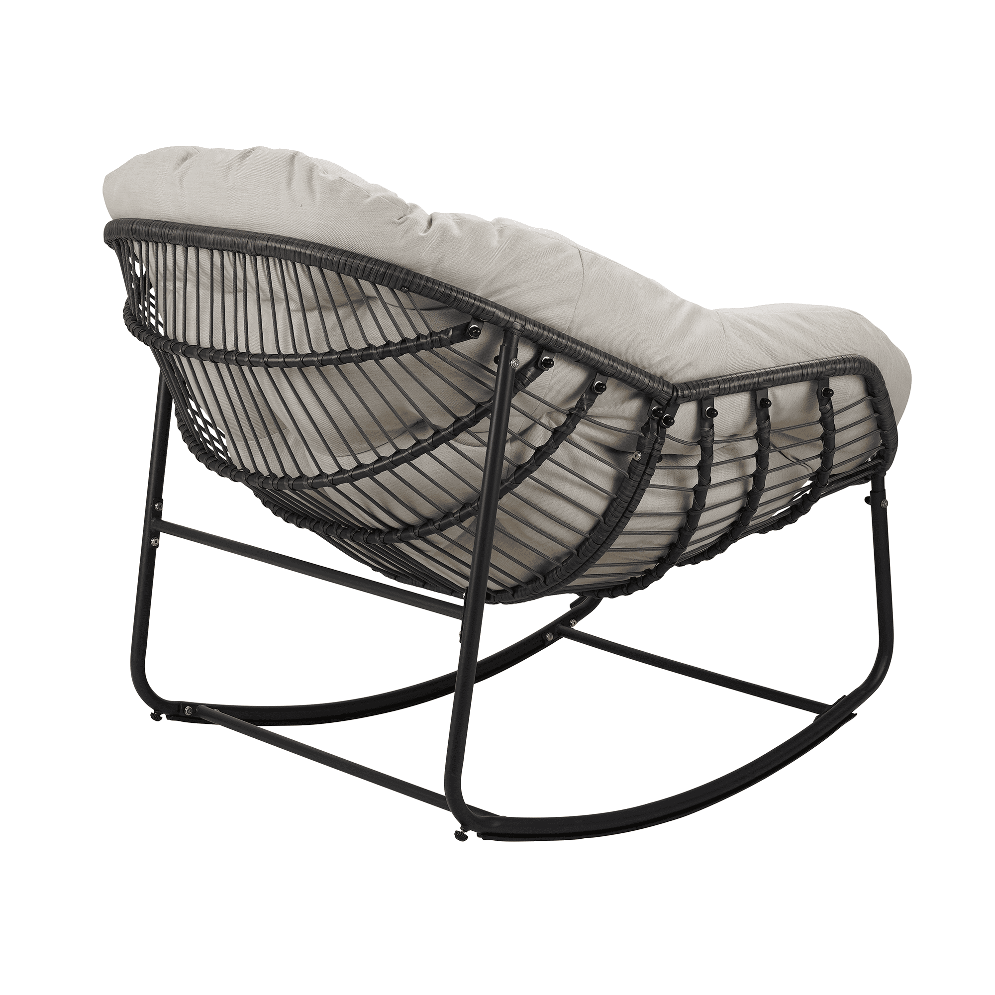 Oversized Egg Rocking Chair with Thick Padded Cushion - Hand-Woven PE Rattan & Steel Frame for Indoor/Outdoor Relaxation