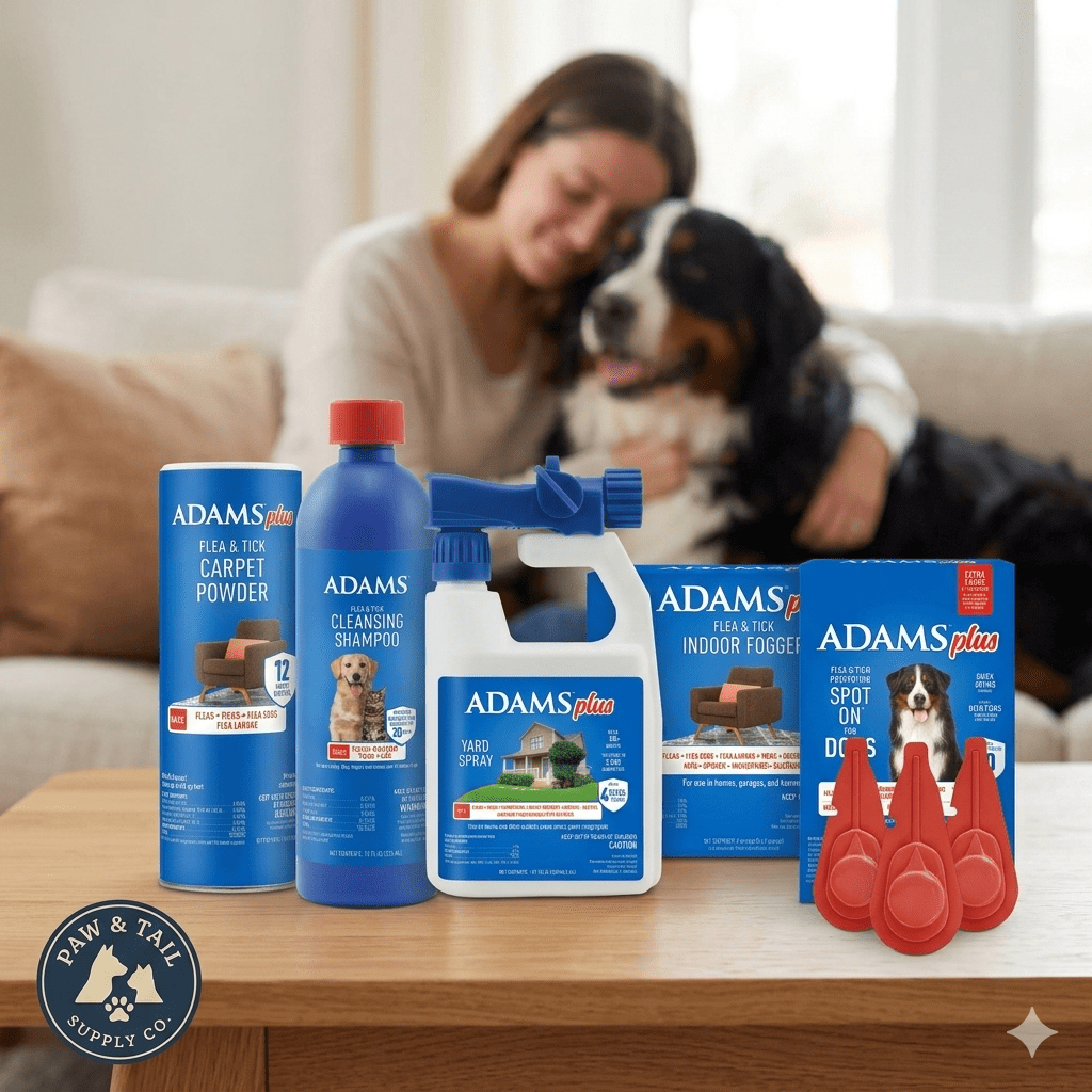 Adams Flea and Tick Indoor Outdoor System for XL Dogs 61–150 lb, Multi-Item Kit