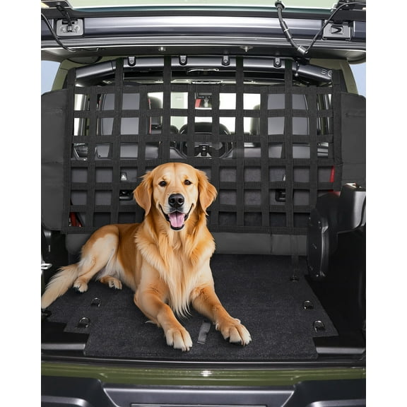 VEVOR Dog Car Barrier, Mesh Cargo Pet Net for Jeep Wrangler JK 2007-2017 JL 20018-2024, Vehicle Pet Barrier Fits Behind Rear Seat Cargo Area, Scratch and Tear-Resistant Polyester Mesh