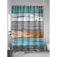 thumbnail image 5 of Coastal Style Shower Curtain, Retro Green Brown Stripe Wood Texture Waterproof Shower Curtain Set with 12 Hooks Lightweight Washable Fabric Shower Curtains for Bathroom 72x72 Inches, 5 of 6