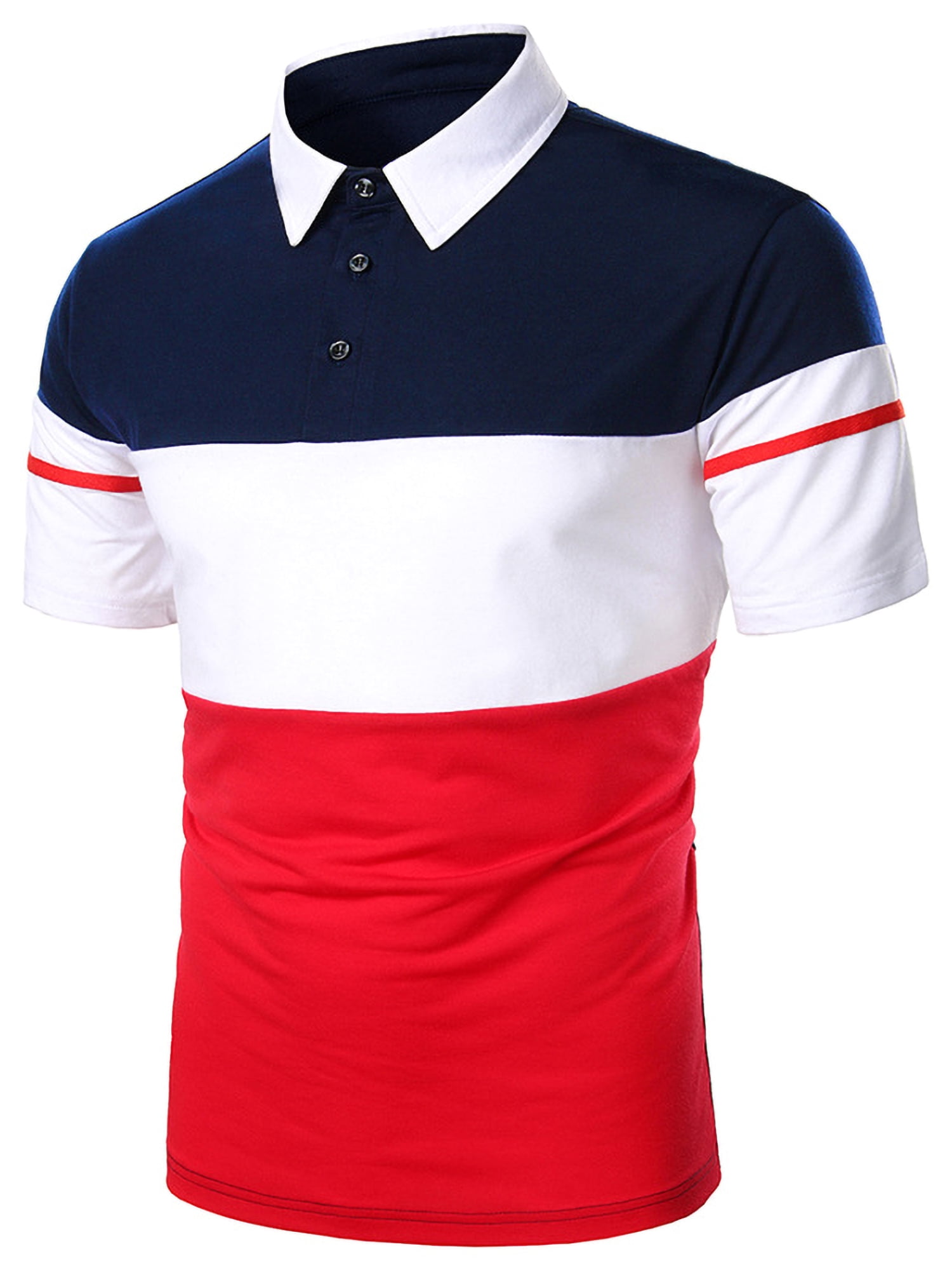 Mens Polo Striped T Shirt Short Sleeve Pique Shirt Premium Summer Top M-XXL New