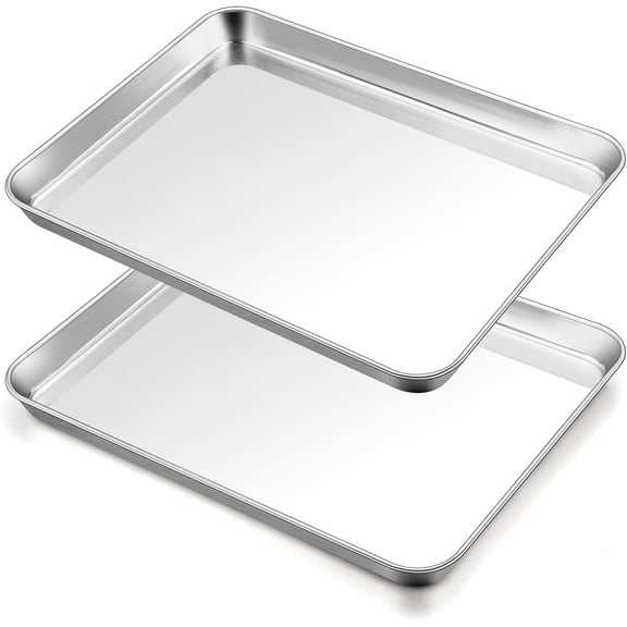 HUJTYs Square Baking Pan,Stainless Steel Baking Pans Tray Cookie Sheet Toaster Oven Tray Pan Cookie Pan,(10*8*0.98 inch)Superior Mirror Finish & Rust Free,Easy Clean & Dishwasher Safe