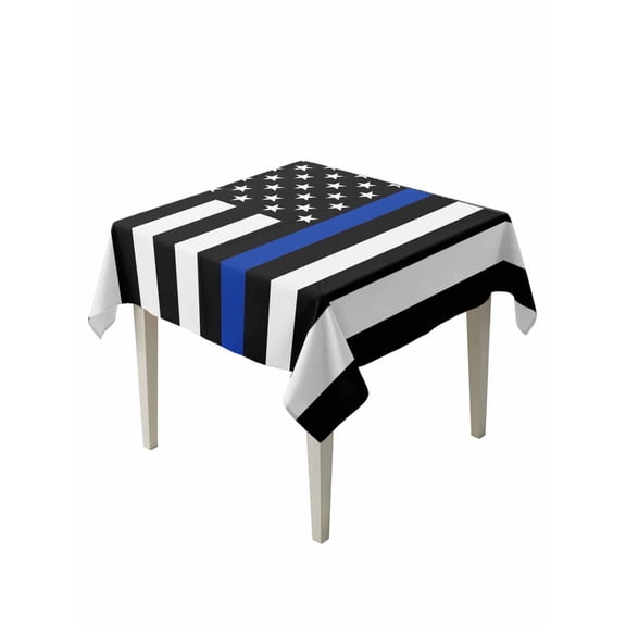 Blue American Flag Suqare Tablecloth - 54 x 54 Inch, Black White Striped US Flag Stars Waterproof & StainResistant Tablecloth, Washable Oil-proof Table Cover for Dining/Party/Wedding/Camping/Buffet