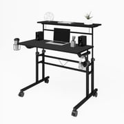 Harper & Bright Designs Adjustable Height Standing Desk Sit Stand Up Desk Workstation 35 Inch with Moveable Shelf for Office Home, Black