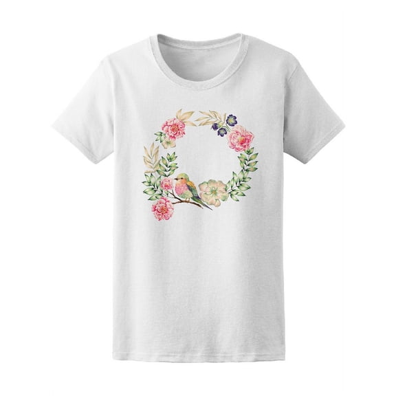 Colorful Bouquet Tropical Bird T-Shirt Women -Image by Shutterstock, Female Medium