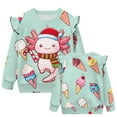 thumbnail image 5 of Garronmavis Christmas Axolotl Toddler Girl Sweatshirt 6T Fashion Ruffle Long Sleeve Girls Top Loose Pullover Crewneck Long Sleeve Shirt Versatile Girl's Graphic Shirts Top for Daily Life, 5 of 7