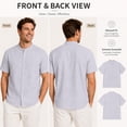 thumbnail image 5 of Men’s Short Sleeve Band Collar Shirt, Lyocell Viscose Linen Blend Button Down Casual Summer Shirt, Relaxed Fit Lightweight Top, 5 of 6