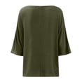 thumbnail image 5 of Gibobby Playera Manga Corta para Mujer Camiseta suelta informal con cuello en V para mujer, blusa manga corta con estampado(Verdemilitary,CH), 5 of 5