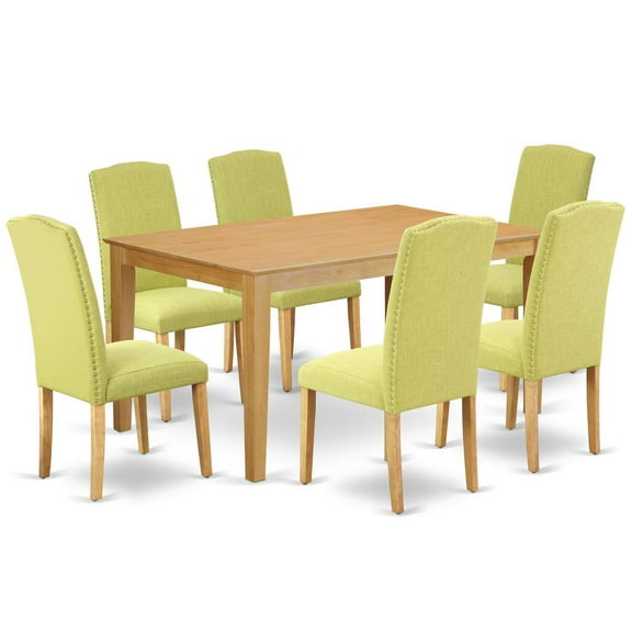 East West Furniture Dining Room Set Oak, CAEN7-OAK-07