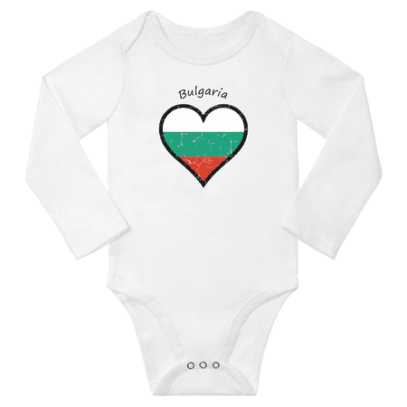 

Bulgaria Flag Heart Love Baby Long Sleeve Clothing Bodysuits (White 24 Months)