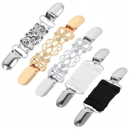 5Pcs Vintage Sweater Clips – Retro Shawl & Cardigan Cincher Clips for Dresses, Shirts & Collars