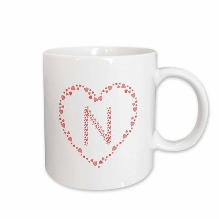 

Pink hearts Valentine Day elegant monogram. Radiant initial N 11oz Mug mug-301162-1