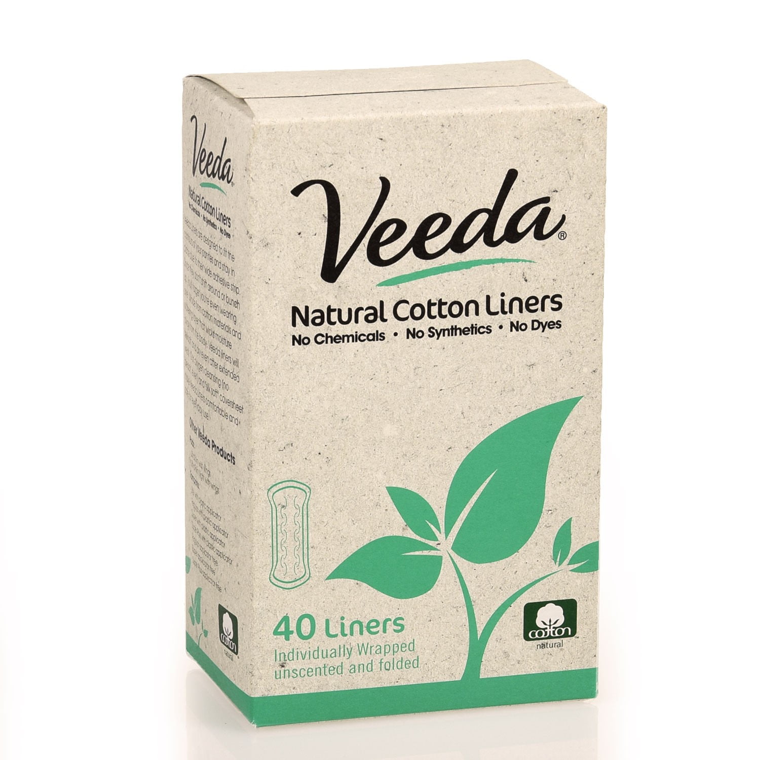Veeda Natural Panty Liners, 40 Ct